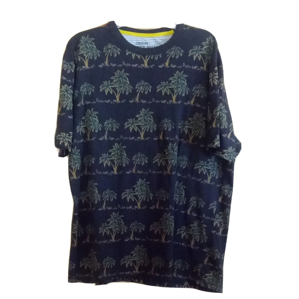 Alexander Julian Colours Tropical Palm Tree Navy Blue Men's TShirt XL